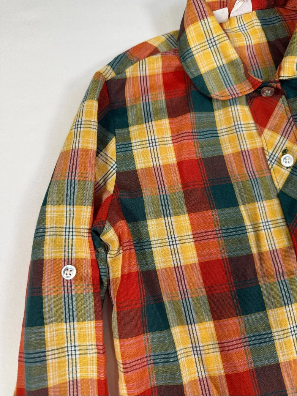 VINTAGE SINGING NEEDLES Girls‎ Plaid Button Up Shirt 8 Cottagecore Prairie Fall
